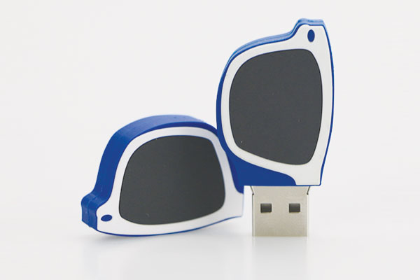 眼镜店周年促销活动赠品蓝色pvc软胶眼镜造型U盘
